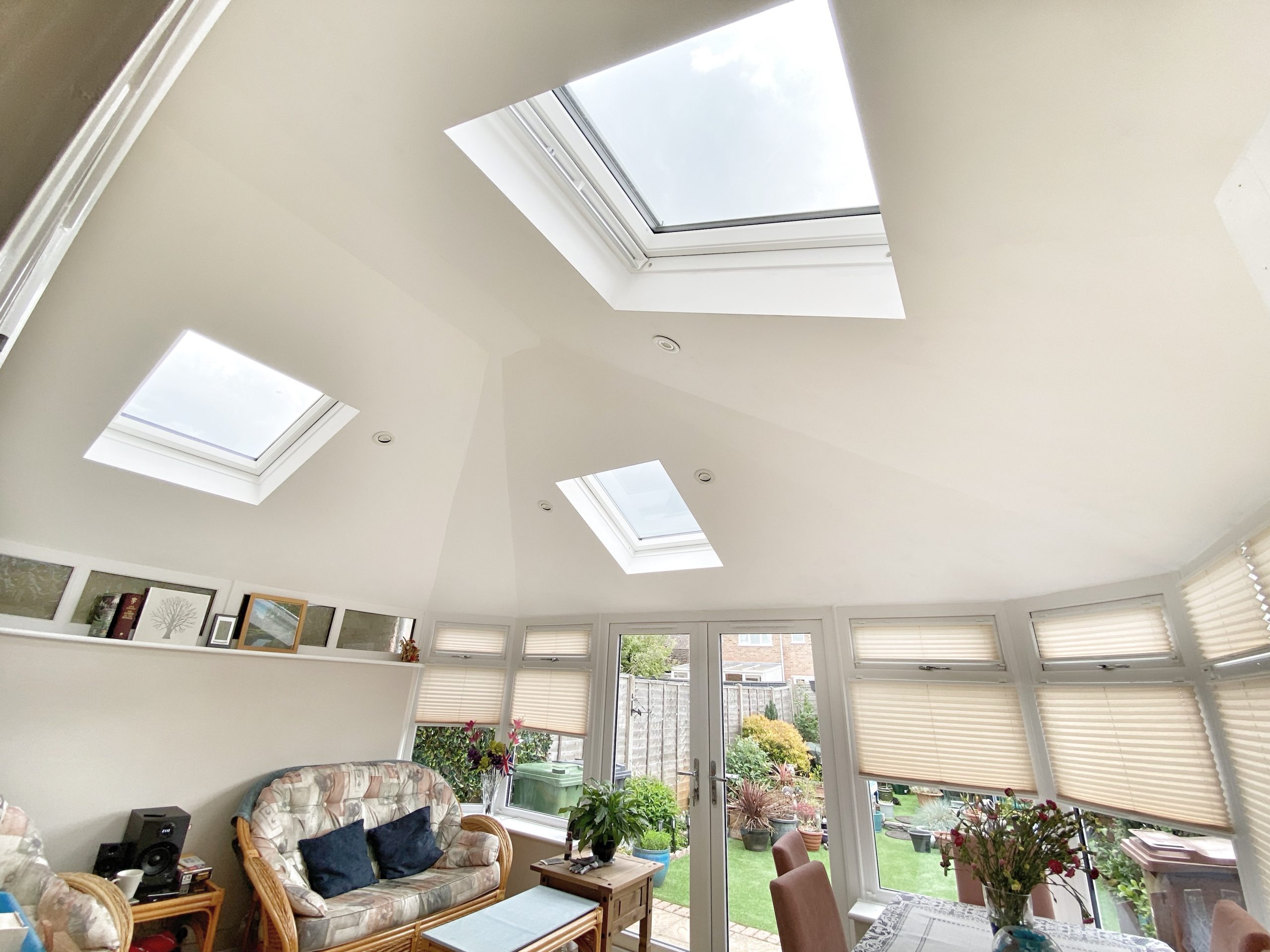 roof skylights in new conservatory